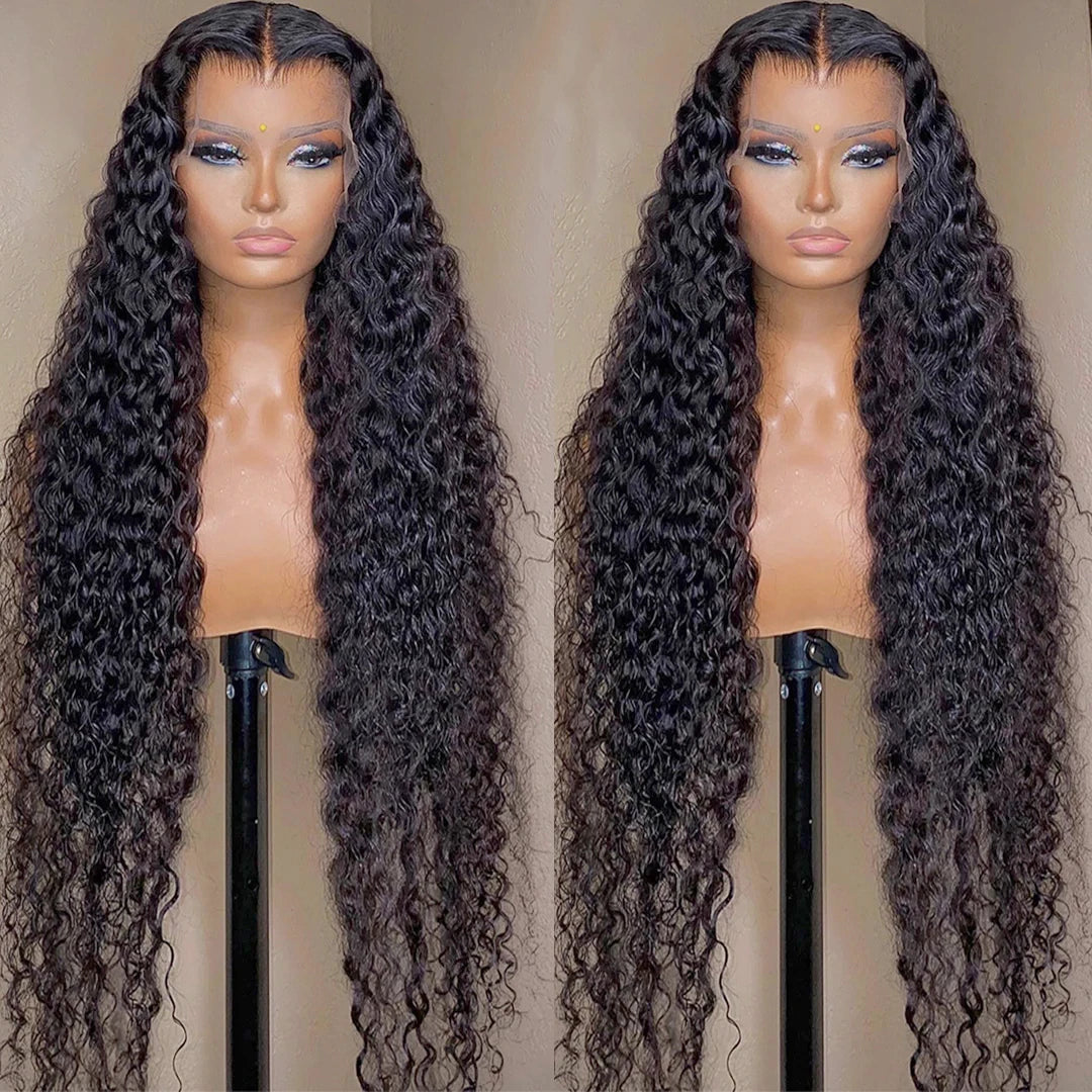 13x6 Deep Wave Lace Front Wigs 30 Inch 180% Density HD Lace Curly Wigs for Black Women Pre Plucked with Baby Hair Human Hair Wig