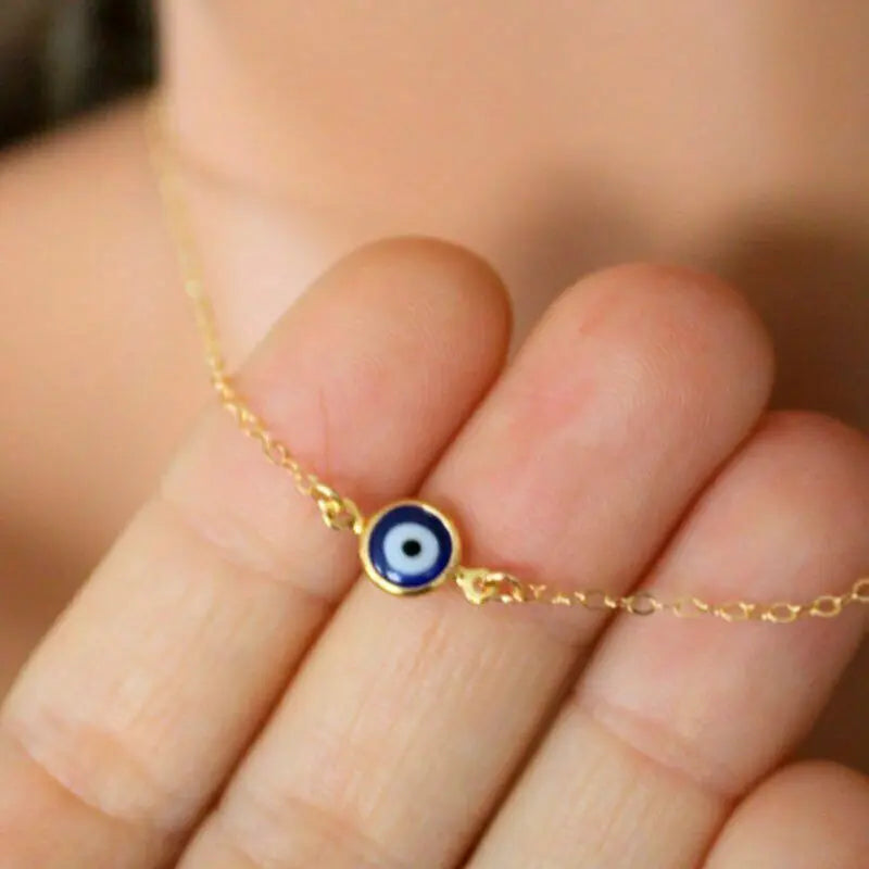 2024 new Turkey Evil Eye Necklace for Women Blue Eye Stainless Steel Chain Choker Clavicle Chain Ethnic Lucky Ear Jewelry Gifts