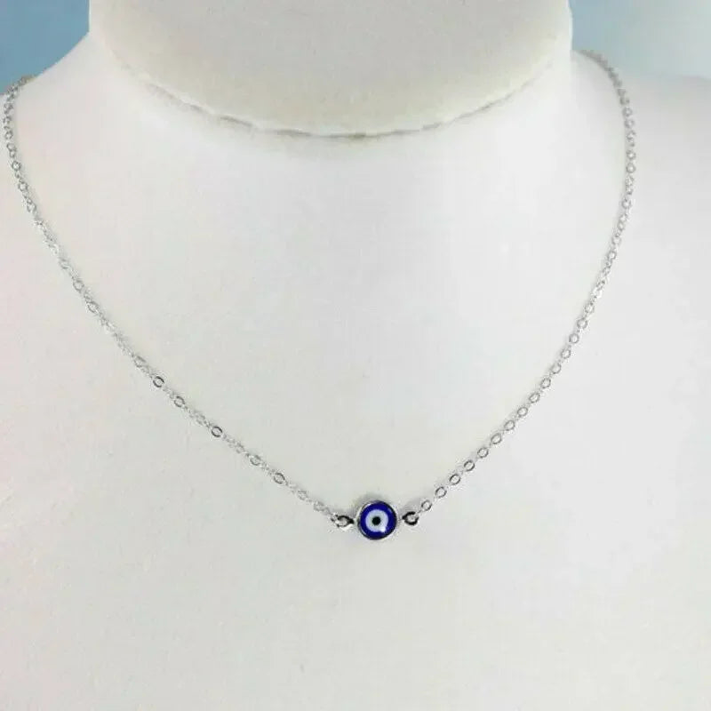 2024 new Turkey Evil Eye Necklace for Women Blue Eye Stainless Steel Chain Choker Clavicle Chain Ethnic Lucky Ear Jewelry Gifts