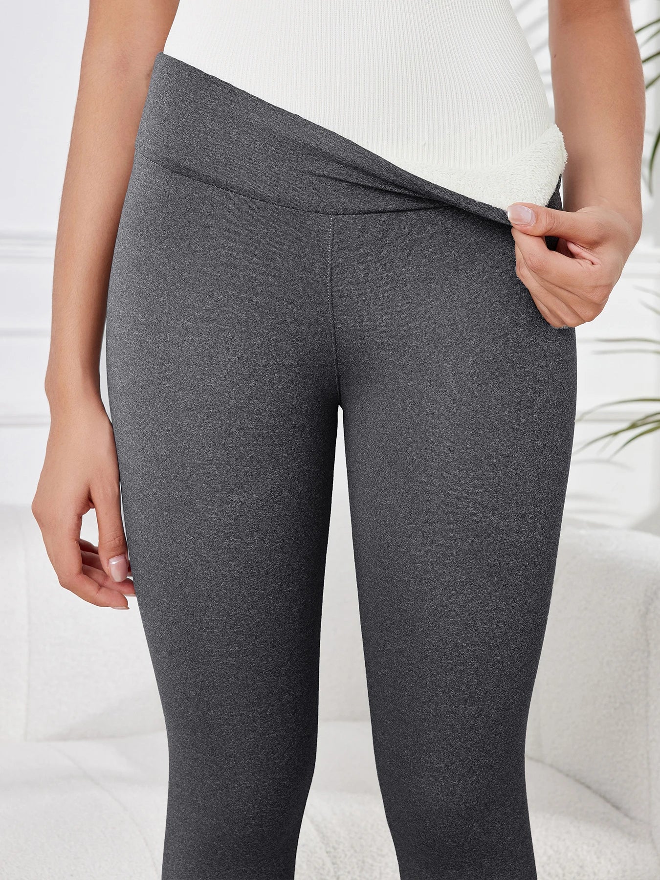20224 1/2/3P Winter Velvet Leggings Women High Waist Skinny Stretch Prevent Cold Color Blocking Leggings Classic Work Thick