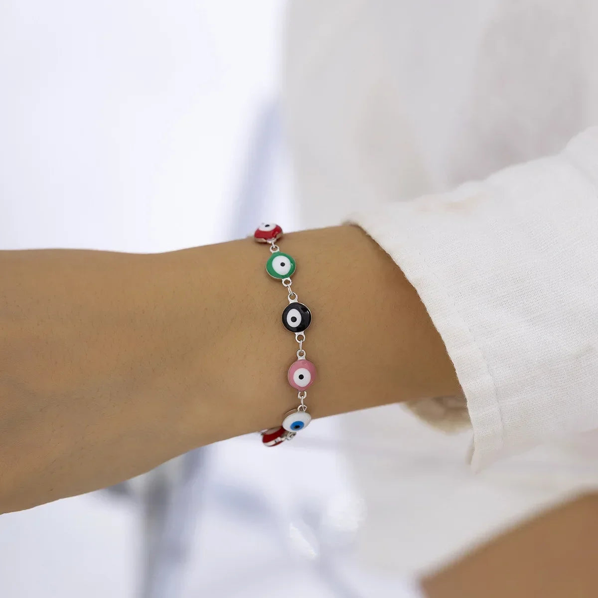 2024 new Turkey Evil Eye Necklace for Women Blue Eye Stainless Steel Chain Choker Clavicle Chain Ethnic Lucky Ear Jewelry Gifts