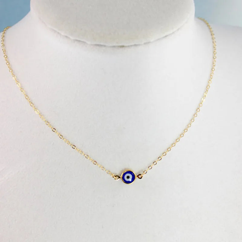 2024 new Turkey Evil Eye Necklace for Women Blue Eye Stainless Steel Chain Choker Clavicle Chain Ethnic Lucky Ear Jewelry Gifts