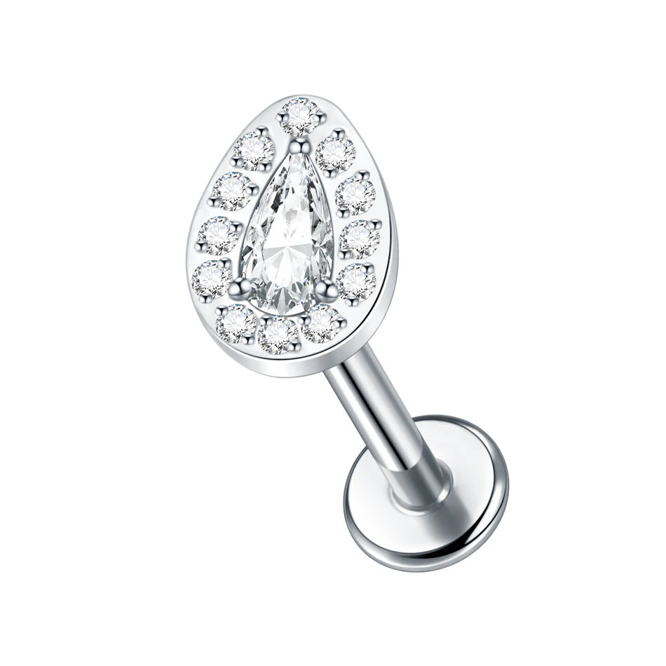 1Pc Titanium CZ Ear Cartilage Tragus Helix Labret Piercing Zircon Ear Lobe Lip Rings Daith Earrings Women Jewelry